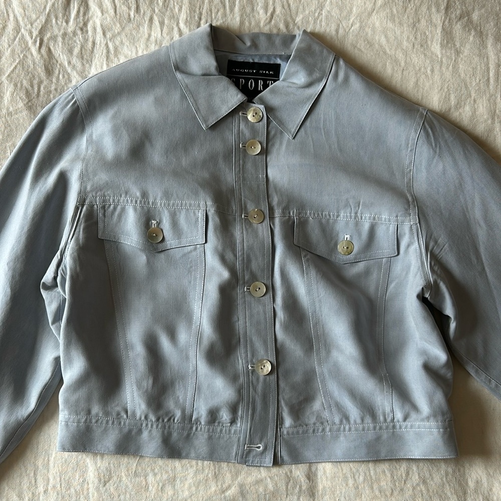 ✨ RARE VNTG AUGUST SILK CROPPED BUTTON UP JACKET SZ 8